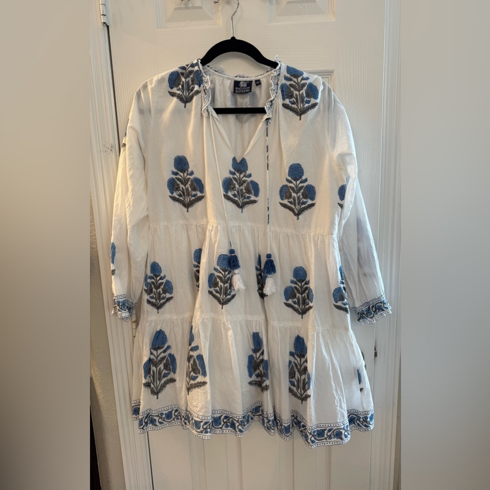 Madison Mathews Cotton Mini Dress, Size Large
